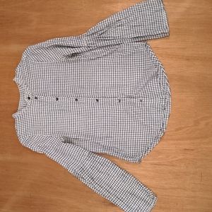 Madewell White and Black Checked Button-Down Shirt